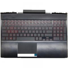 Laptop Replacement Keyboard Compatible for HP 15-DC TPN-Q211 L30195-001 L24369-001 L32774-001 L30194-001 US Layout Backlit with Palmrest Upper Cover Case Shell (Red Text)