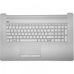 Replacement Upper Case Palmrest for HP 17-by 17T-by 17-CA 17Z-CA 17t-by400 17-by0026cy 17z-ca300 Series Laptop Backlight Keyboard Assembly with ODD Touchpad L92783-001 Natural Silver
