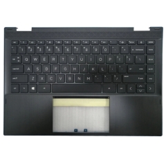 New Palmrest Upper Case w/ Keyboard Non-Backlit Blue Edge For HP 14-DW 14T-DW